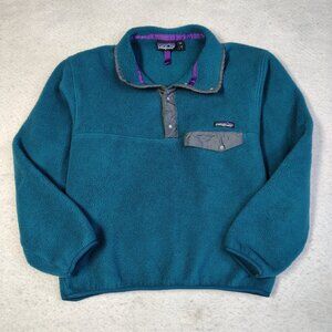 Vtg 1991 Patagonia Synchilla Snap-T Pullover Mens M Dark Teal Grey USA‎ S1